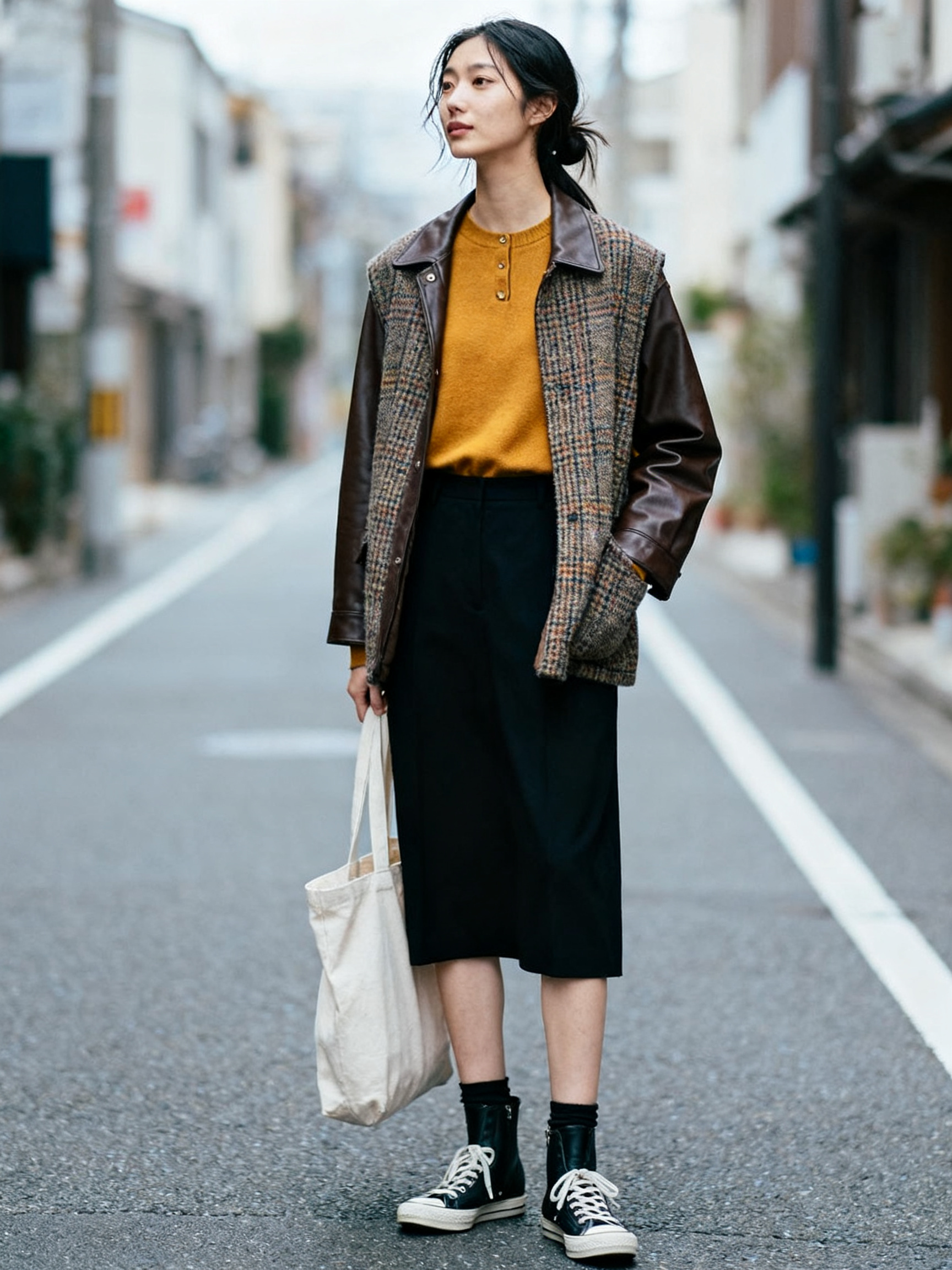 アースカラーのコーデ