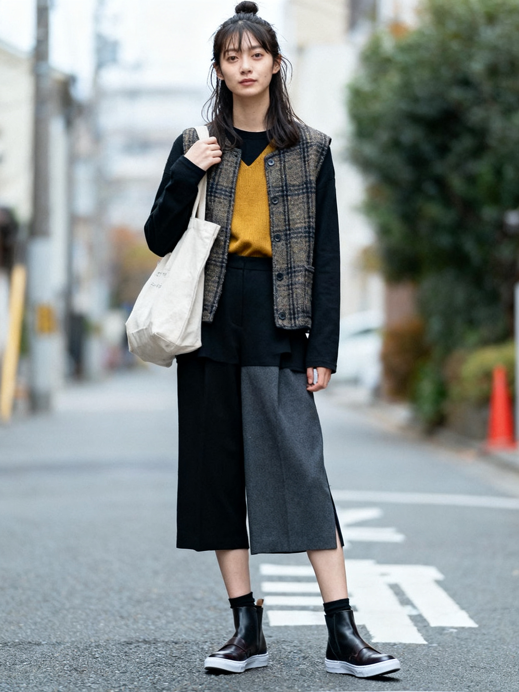 アースカラーのコーデ