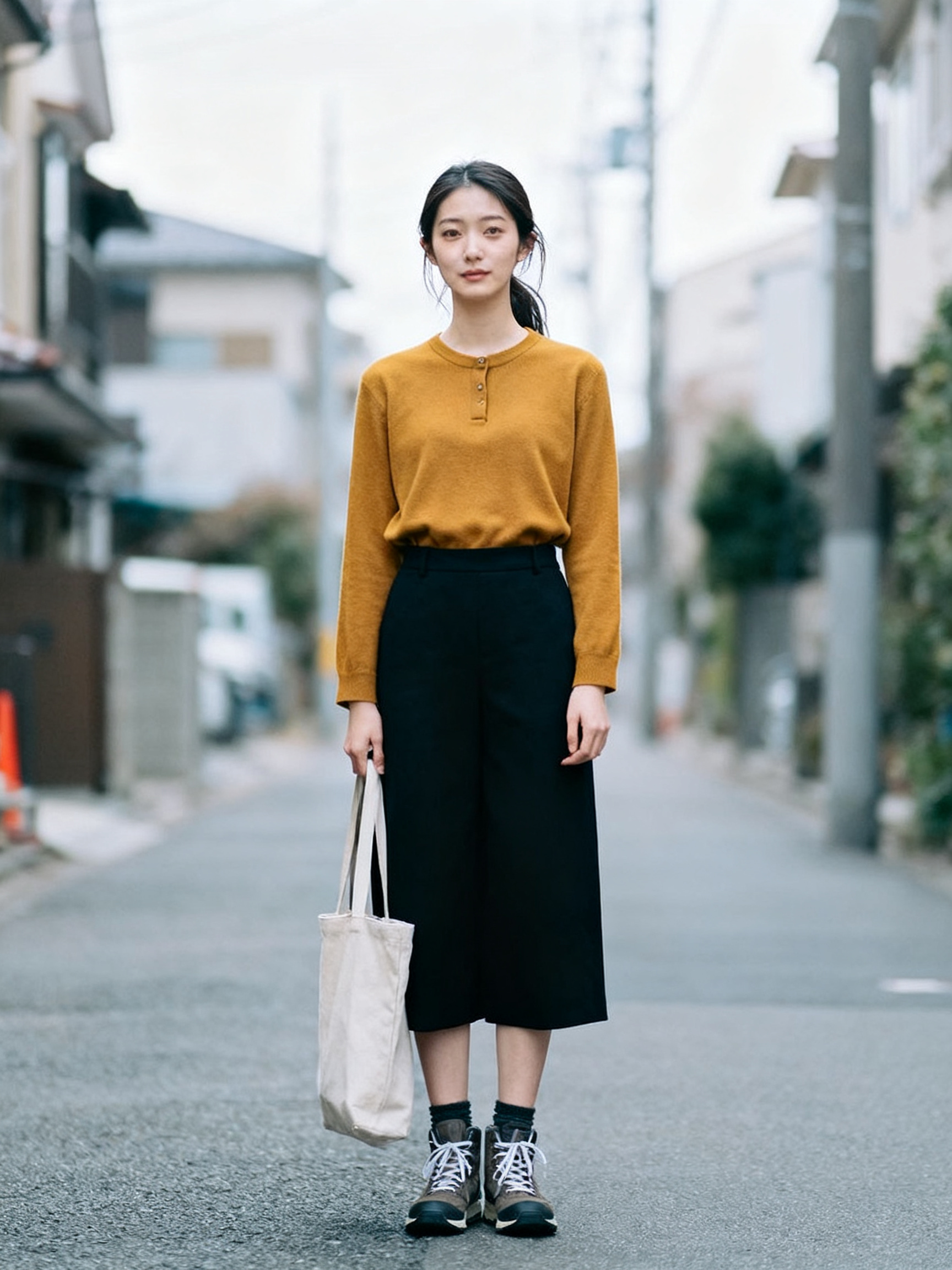 アースカラーのコーデ