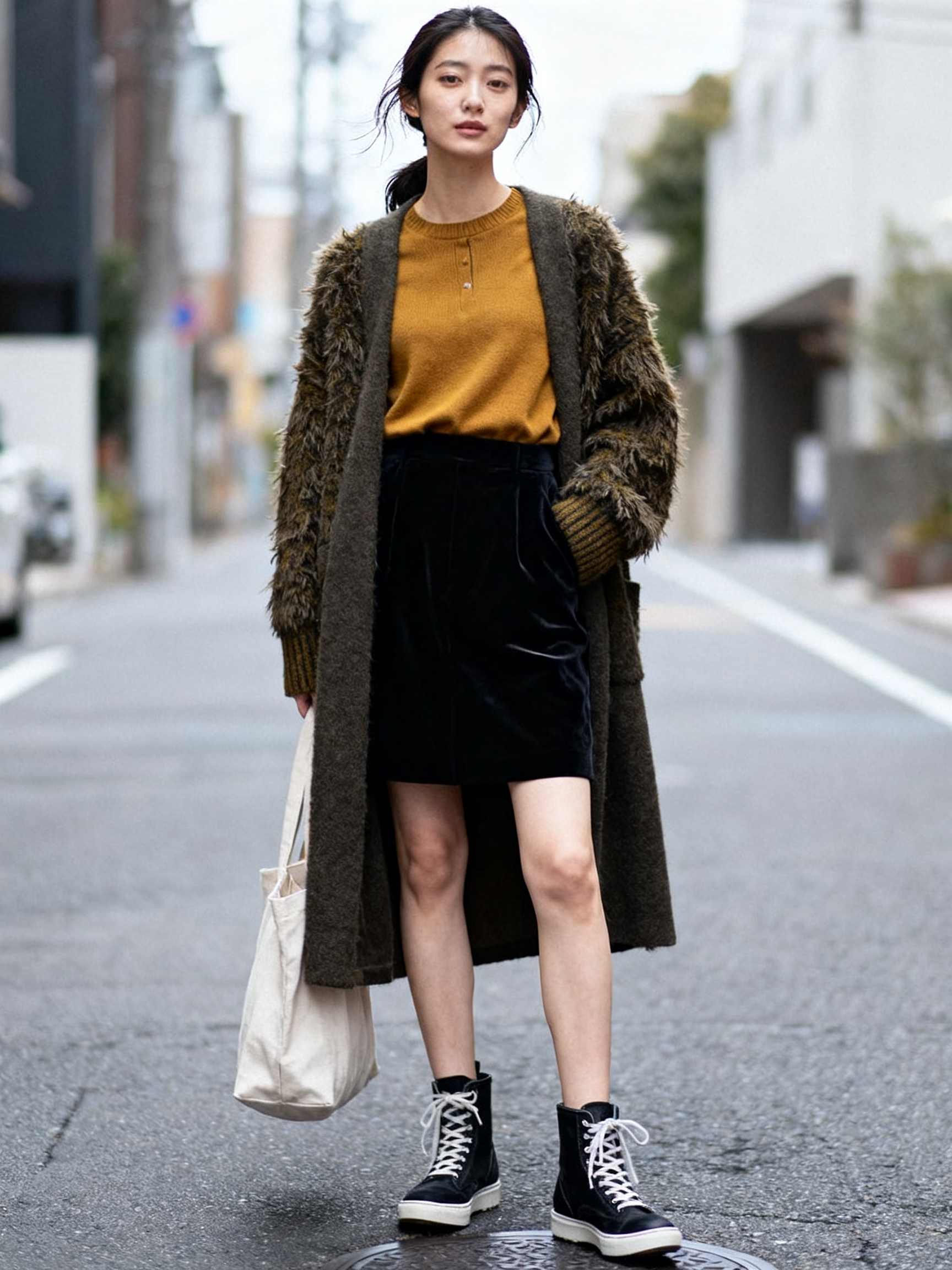 アースカラーのコーデ